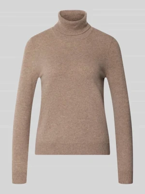 sweter z golfem o kroju regular fit z czystego kaszmiru Christian Berg Ziemisty brązowy melanż