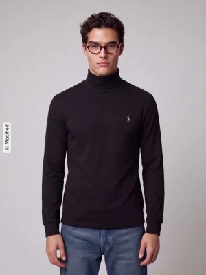 sweter z golfem o kroju regular fit z czystej bawełny Polo Ralph Lauren Czarny
