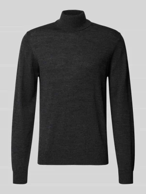 sweter z golfem o kroju regular fit z czystej wełny Jake*s Antracytowy