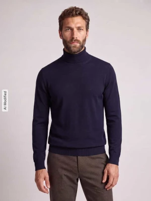 sweter z golfem o kroju regular fit z czystej wełny Jake*s Granatowy