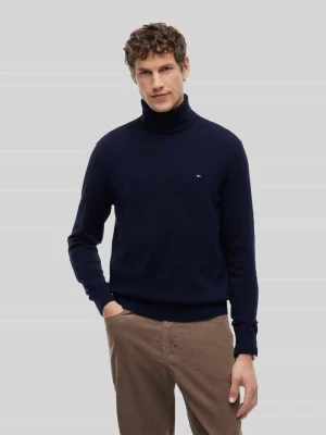 Sweter z golfem o kroju regular fit z mieszanki bawełny i kaszmiru Tommy Hilfiger Granatowy