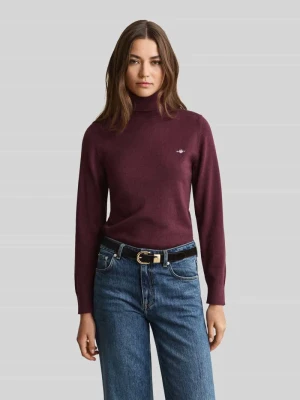 sweter z golfem o kroju regular fit z mieszanki wełny Gant Bordowy