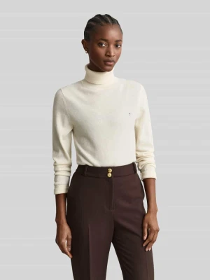 sweter z golfem o kroju regular fit z mieszanki wełny Gant Złamany biały