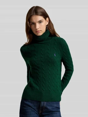 Sweter z golfem o kroju regular fit z mieszanki wełny i kaszmiru Polo Ralph Lauren Ciemnozielony