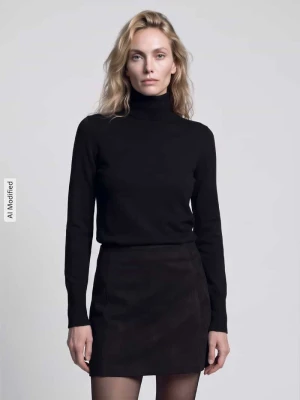 sweter z golfem o kroju regular fit z mieszanki wiskozy Jake*s Czarny