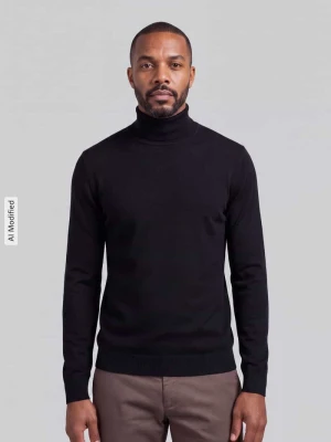 sweter z golfem o kroju regular fit z mieszanki wiskozy model 'WYLER' Only & Sons Czarny