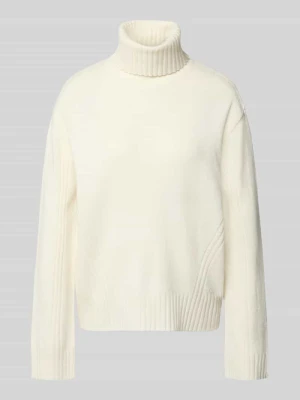 Sweter z golfem o kroju relaxed fit z czystej wełny Liu Jo Złamany biały