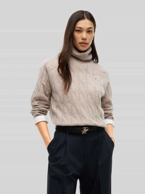 Sweter z golfem o kroju relaxed fit z czystej wełny Tommy Hilfiger Beżowy