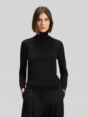 sweter z golfem o kroju slim fit z czystej żywej wełny model 'Frizani' Boss Czarny