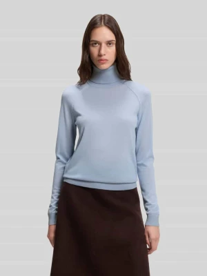 sweter z golfem o kroju slim fit z czystej żywej wełny model 'Frizani' Boss Jasnoniebieski