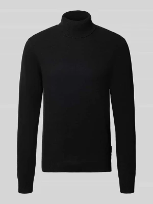 sweter z golfem o kroju slim fit z mieszanka wełny model 'Karl' Casual Friday Antracytowy melanż