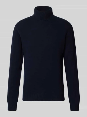 sweter z golfem o kroju slim fit z mieszanka wełny model 'Karl' Casual Friday Ciemnoniebieski