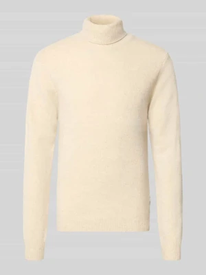 sweter z golfem o kroju slim fit z mieszanka wełny model 'Karl' Casual Friday Złamany biały