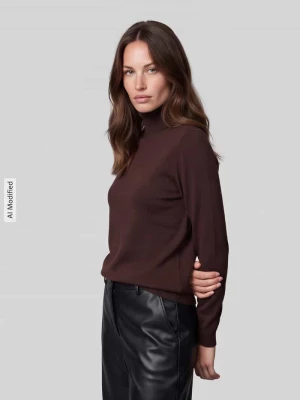 Sweter z golfem o kroju slim fit z mieszanki wiskozy Jake*s Ciemnobrązowy