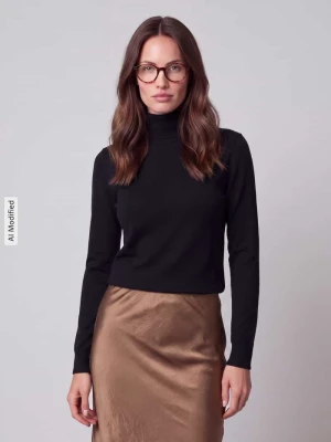 Sweter z golfem o kroju slim fit z mieszanki wiskozy Jake*s Czarny