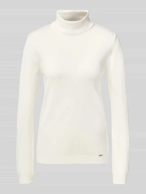 Sweter z golfem o kroju slim fit z mieszanki wiskozy MORE & MORE Złamany biały