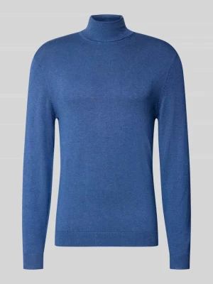 Sweter z golfem o kroju slim fit z mieszanki wiskozy MCNEAL Granatowy melanż