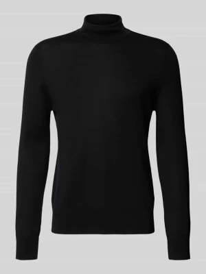 sweter z golfem o kroju slim fit z wełny Profuomo Czarny