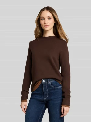 Sweter z golfem typu mock neck Tom Tailor Ciemnobrązowy