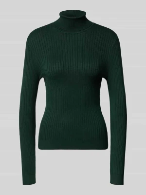 sweter z golfem w kroju slim fit z mieszanka wiskozy model 'KAROL' Only Ciemnozielony