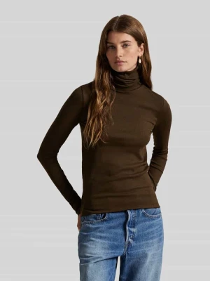 sweter z golfem w kroju slim fit z mieszanki bawełny i lyocellu Polo Ralph Lauren Ciemnobrązowy