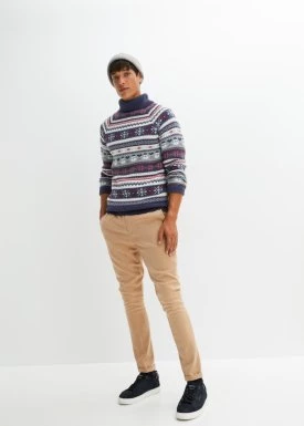 Sweter z golfem w norweski wzór bonprix