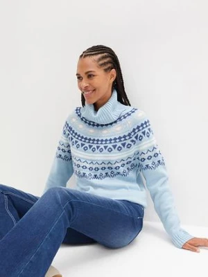 Sweter z golfem, w norweski wzór bonprix