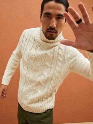 Sweter z golfem, w warkocze bonprix