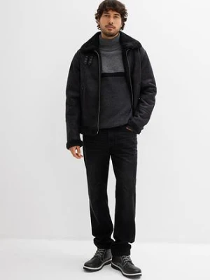 Sweter z golfem, z blokami kolorów bonprix