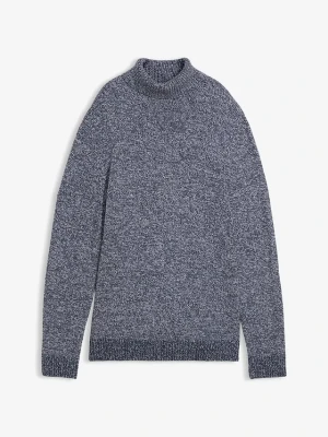 Sweter z golfem z czystej bawełny BonPrix niebieski