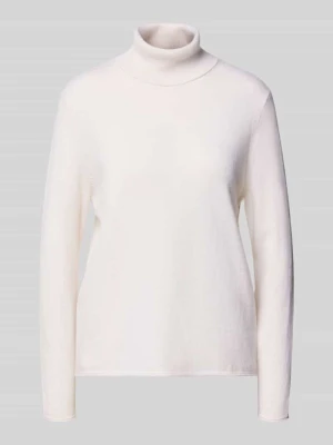 Sweter z golfem z kaszmiru ze zrolowanym brzegiem HEMISPHERE Złamany biały