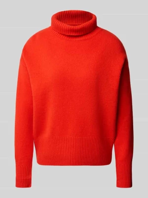 sweter z golfem z lnu model 'PALACE' Suncoo Czerwony