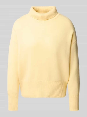 sweter z golfem z lnu model 'PALACE' Suncoo Jasnożółty