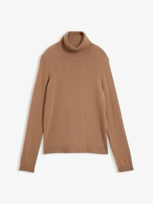 Sweter z golfem z miękkiej mieszanki kaszmiru wysokiej jakości Good Cashmere Standard® BonPrix brązowy