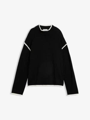 Sweter z golfem z mieszanki bawełny BonPrix czarny