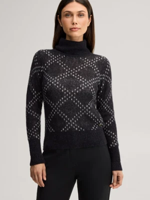 Sweter z golfem z mieszanki wełny alpaki w kolorze czarnym i ecru z wzorem JOOP!
