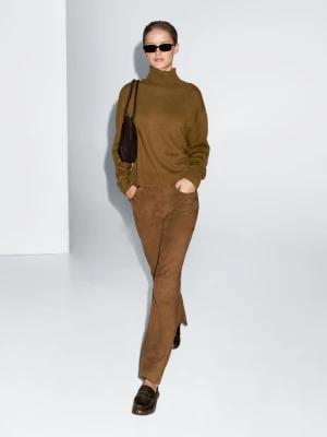 Sweter Z Golfem Z Mieszanki Wełny - Zielono - - Massimo Dutti - Kobieta
