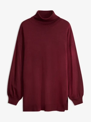 Sweter z golfem z mieszanki wiskozy BonPrix czerwony