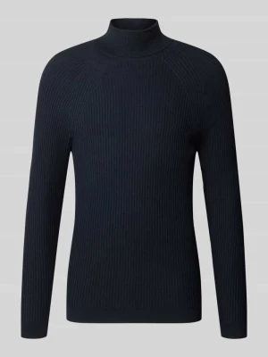 Sweter z golfem z mieszanki wiskozy w efekcie prążkowania Antony Morato Granatowy