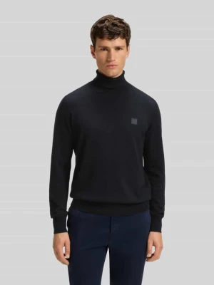 sweter z golfem z naszywką z logo z kaszmiru Boss Ciemnoniebieski