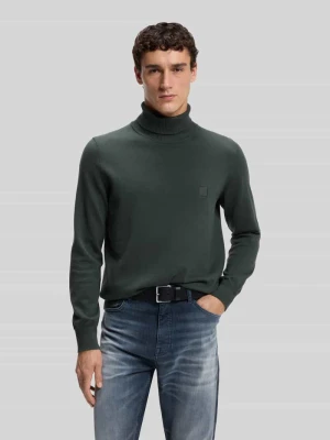 sweter z golfem z naszywką z logo z kaszmiru Boss Khaki