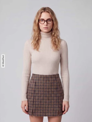 sweter z golfem w kroju slim fit z mieszanka wiskozy model 'KAROL' Only Złamany biały