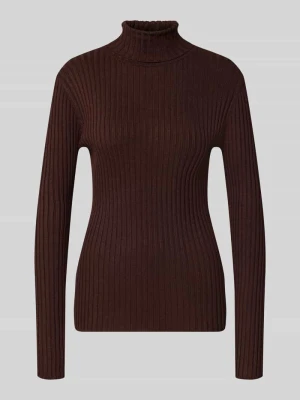 Sweter z golfem z mieszanki wiskozy model 'Dolli' Soyaconcept Ciemnobrązowy