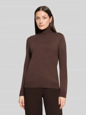 sweter z golfem o kroju regular fit z mieszanki wiskozy Betty Barclay Ciemnobrązowy