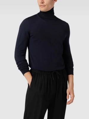 Sweter z golfem z żywej wełny model „Musso” Boss