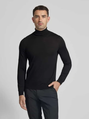 Sweter z golfem z żywej wełny model „Musso” Boss