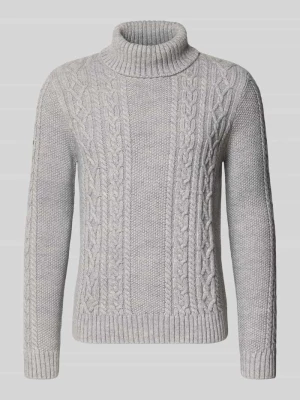 sweter z golfem ze ściegiem warkoczowym Superdry Średnioszary