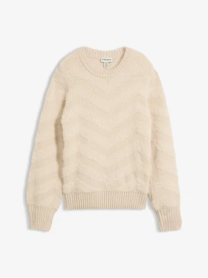 Sweter z grubą nicią BonPrix beżowy