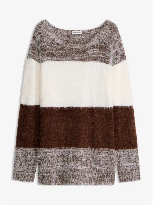 Sweter z grubej dzianiny BonPrix brązowy