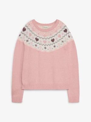 Sweter z grubej dzianiny BonPrix różowy